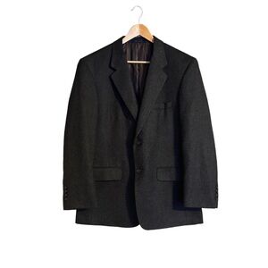 Club Room for Macy's Black/Brown Wool/Cashmere Herringbone 2 button Coat S40